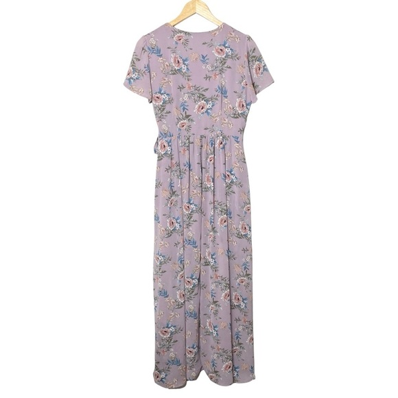 Active USA Floral Wrap Maxi Dress Purple Large - Picture 5 of 12